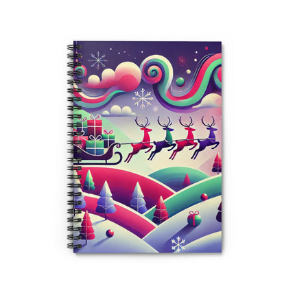 Festive Reindeer Flight Spiral Notebook - Ruled Line