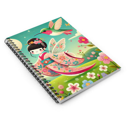 Geisha Fairy and the Hummingbird Blossom Spiral Notebook - Ruled Line