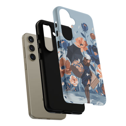 ☂️🌺 The Lady Of The Traveling Garden Phone Case – Art Deco Floral Adventure