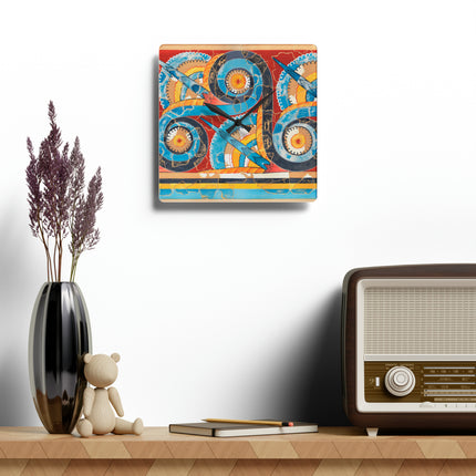 Reproduction of S-Spiral Frieze by Emile Gilliéron Acrylic Wall Clock, Round and Square