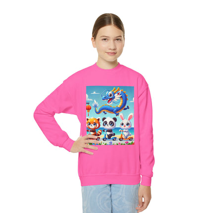 Seaside Scooter Friends Youth Crewneck Sweatshirt – Coastal Fun, Friendship & Playful Adventure