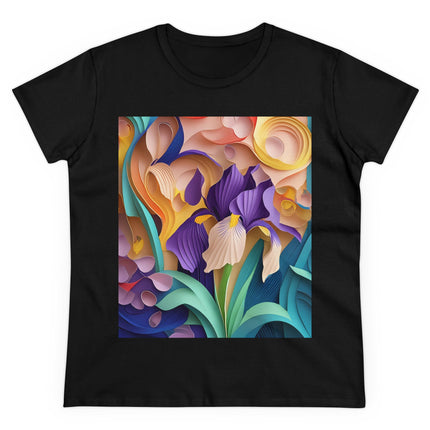 The Elegant Iris Flower Women's Midweight Cotton Tee