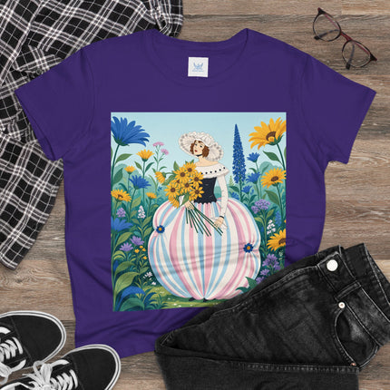 🌻🎀 The Sunflower Garden Bouquet Cotton Tee – Art Deco Floral Elegance