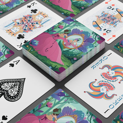 🪞🌸 The Lady Of The Enchanted Mirror Playing Cards – Art Deco Fashion Illustration