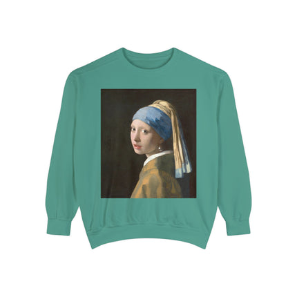 Girl with a Pearl Earring by Johannes Vermeer Unisex Garment-Dyed Sweatshirt