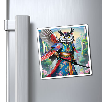 Cyberpunk Samurai Owl Magnets (3 Sizes)