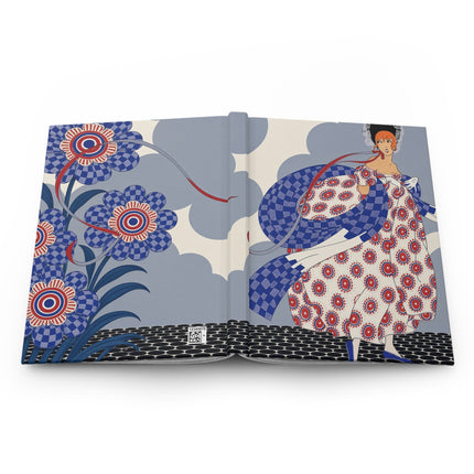 🌸🎀 The Lady Of The Checkered Flower Garden Hardcover Journal – Art Deco Fashion Whimsy