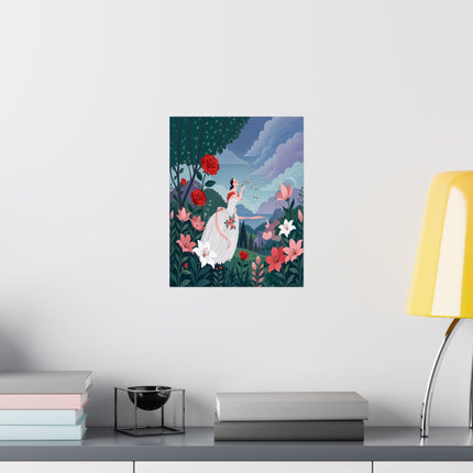 🌹💌 The Lady Of The Whispering Roses Matte Vertical Poster – Art Deco Garden Romance