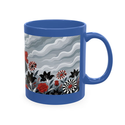 ☂️🌹 The Lady In The Windy Rose Garden Ceramic Mug – Art Deco Fashion Whimsy
