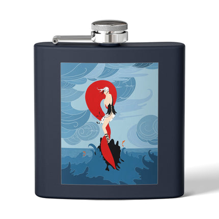 Siren of the Waves Stainless Steel Flask – Dramatic Sea Power & Bold Elegance