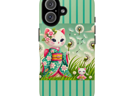 Geisha Kitten and the Dandelion Phone Cases