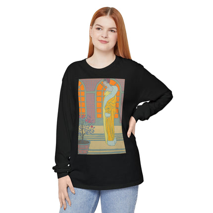 Sur Les Marches Du Jardin by Georges LePape Garment-dyed Long Sleeve T-Shirt