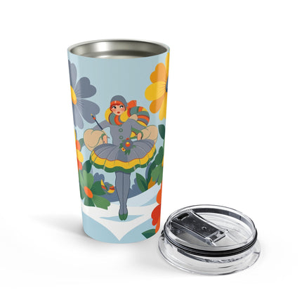 🌼❄️ The Winter Flower Dancer Tumbler – Art Deco Floral Whimsy