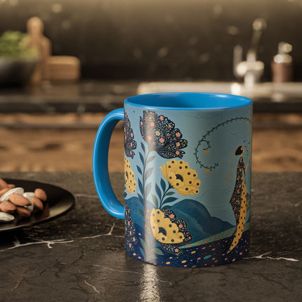 🌼🦋 The Enchanted Butterfly Garden Promenade Colorful Mug – Art Deco Floral Whimsy