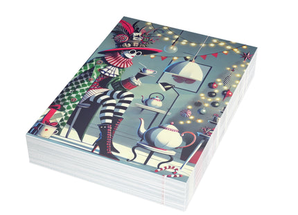Whimsical Christmas Tea Party Postcard Bundles (envelopes included)