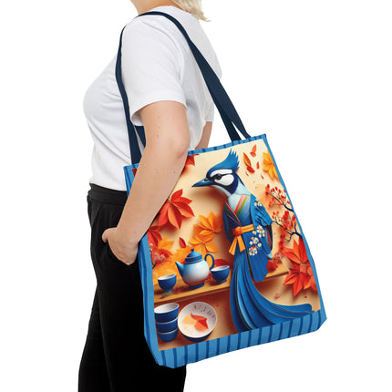 Blue Jay at an Autumn Tea Ceremony Tote Bag (AOP)