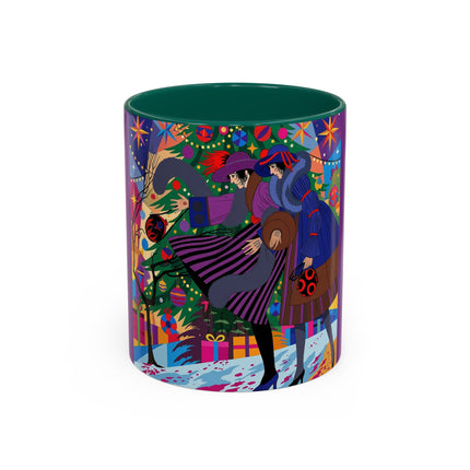 🎄✨ Christmas Among The Twinkling Trees Colorful Mug – Art Deco Holiday Fantasy