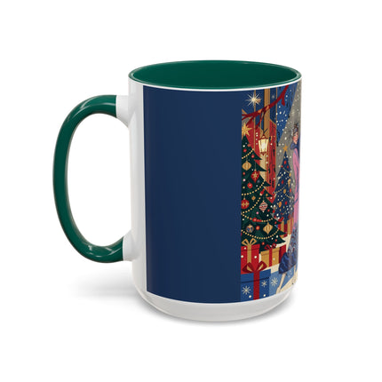 🎩🎄 Christmas Eve Promenade Colorful Mug – Art Deco Holiday Elegance