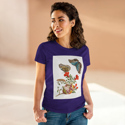 Blue Butterflies and Pomegranate Cotton Tee