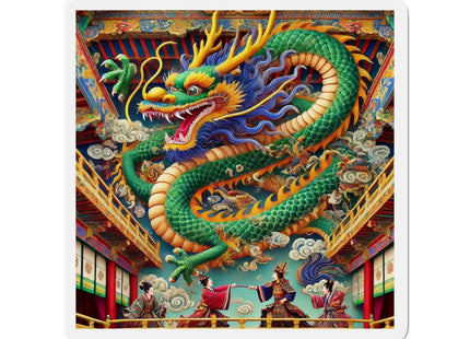 Tibetan Dragon Over Kabuki Duel Die-Cut Magnets (4 Sizes)