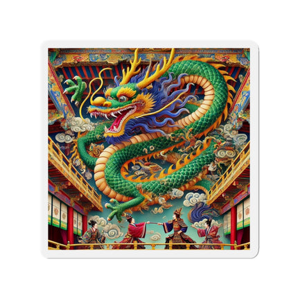 Tibetan Dragon Over Kabuki Duel Die-Cut Magnets (4 Sizes)