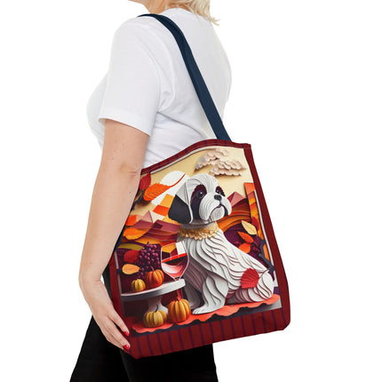 Shih Tzu at an Autumn Wine Tasting Tote Bag (AOP)