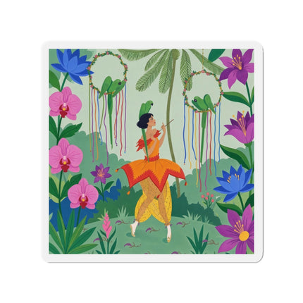 🦜🌺 The Parrot Dancer Die-Cut Magnets – Art Deco Tropical Whimsy