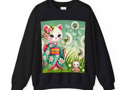 Geisha Kitten and the Dandelion Wish Heavy Blend™ Crewneck Sweatshirt