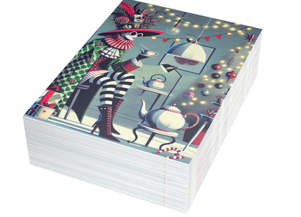 Whimsical Christmas Tea Party Postcard Bundles (envelopes included)