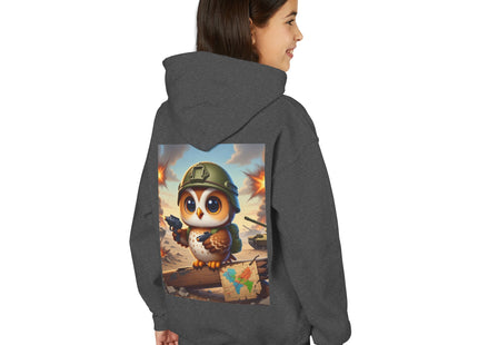 Owl on the Front Lines Youth Heavy Blend Hooded Sweatshirt