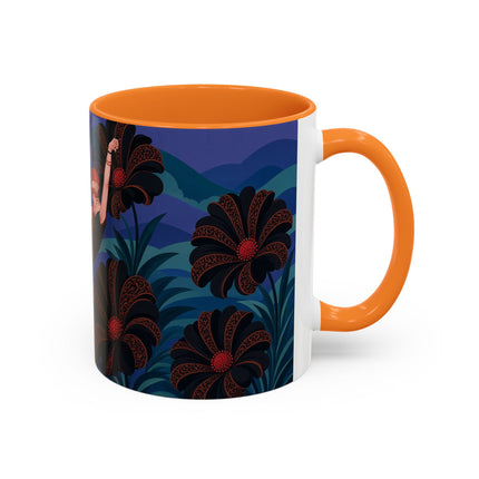 🖤🌺 The Midnight Floral Acrobat Colorful Mug – Art Deco Fashion Whimsy