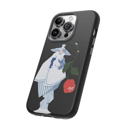 Blue & White Porcelain Geisha Phone Case – Elegant Mystery & Floral Grace