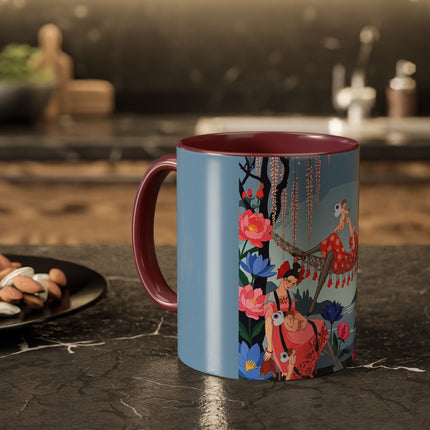 The Ladies Of The Enchanted Hammock Colorful Mugs – Art Deco Whimsical Garden Elegance