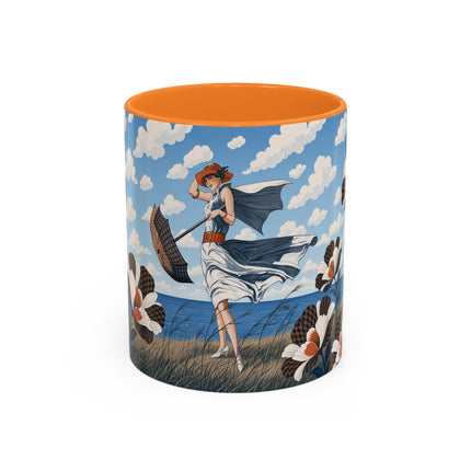 🌊🌼 The Windswept Seaside Promenade Colorful Mug – Art Deco Coastal Elegance