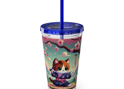 Samurai Kitten Sunsplash Tumbler with Straw, 16oz