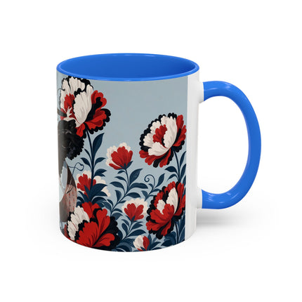 ❤️🌺 The Scarlet Blossom Dancer Colorful Mug – Art Deco Fashion Whimsy