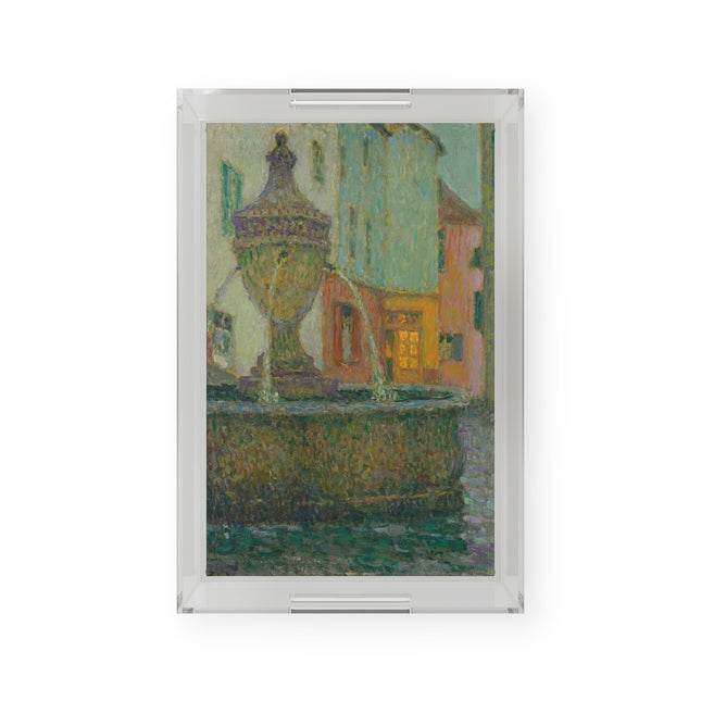 La Fontaine, Saint-Paul De Vence by Henri Le Sidaner Acrylic Serving Tray