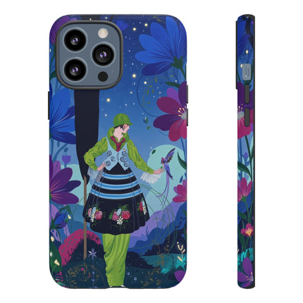 🌸🐦 The Lady Of The Midnight Bird Garden Phone Case – Art Deco Floral Fantasy