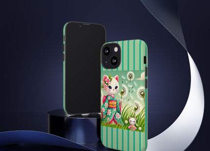 Geisha Kitten and the Dandelion Phone Cases