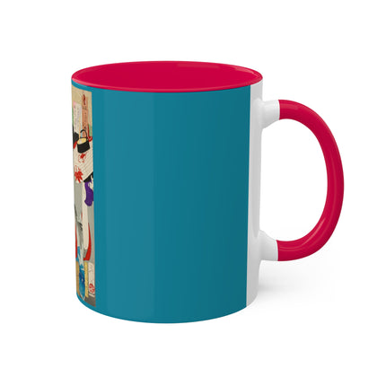 Looking Observant; The Appearance of a Kyoto Waitress of the Meiji Era by Tsukioka Yoshitoshi Colorful Mugs, 11oz