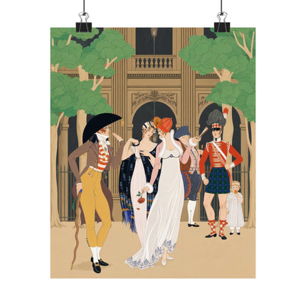 🌳🎩 La Merveilleuse au Palais Royal Matte Vertical Poster – George Barbier Art Deco Parisian Elegance