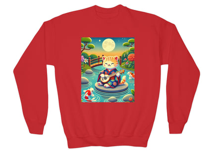 Melodic Kitten by the Koi Pond Youth Crewneck Sweatshirt