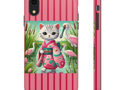 Geisha Kitten Strolls Among the Spoonbills Phone Cases