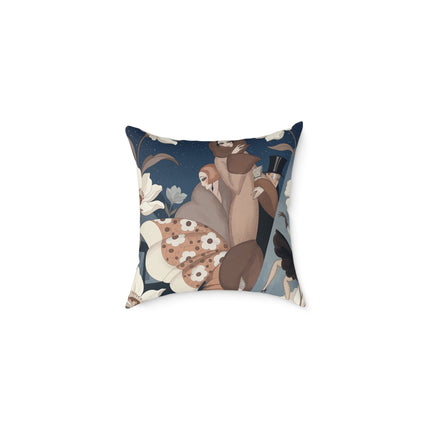 🌙🌸 The Midnight Magnolia Masquerade Square Pillow – Art Deco Evening Elegance