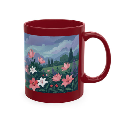 🌹💌 The Lady Blowing Kisses In The Rose Garden Ceramic Mug – Art Deco Floral Romance