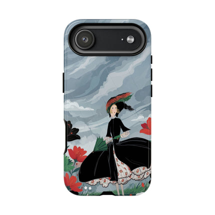 🌧️🌺 The Stormy Flower Walk Phone Case – Art Deco Floral Fashion