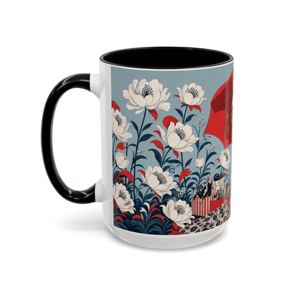 ❤️🌺 The Scarlet Parasol Spectacle Colorful Mug – Art Deco Fashion Elegance