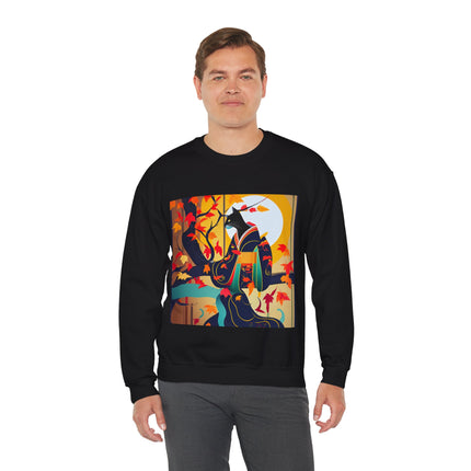 Black Cat in Kimono Unisex Heavy Blend™ Crewneck Sweatshirt