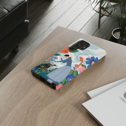 🦜🌺 The Lady Of The Garden Aviary Phone Case – Art Deco Floral Whimsy