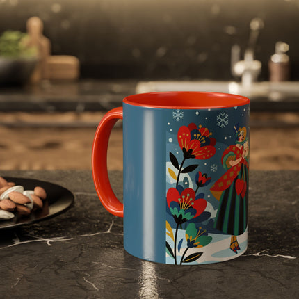 ❤️❄️ The Winter Heart Messenger Colorful Mug – Art Deco Snow Garden Fantasy